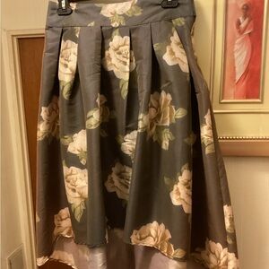 Stella Tweed Brown, Grey & Cream Floral High-Low Skirt. SZ M. $22…